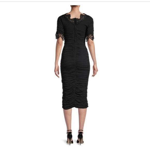 NWT DOLCE & GABBANA Black Ruched Silk-Blend Bodycon Dress Size 38 4 - Picture 4 of 5